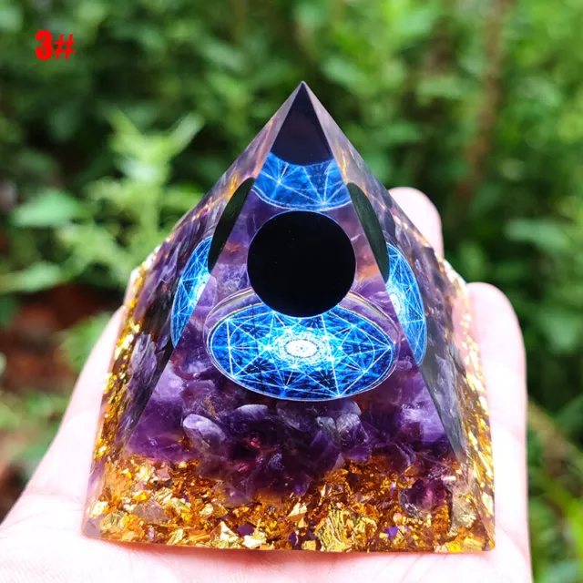 Amethyst Pyramid Crystal Healing Orgonite Chakra Energy Orgone Home Ornament UK