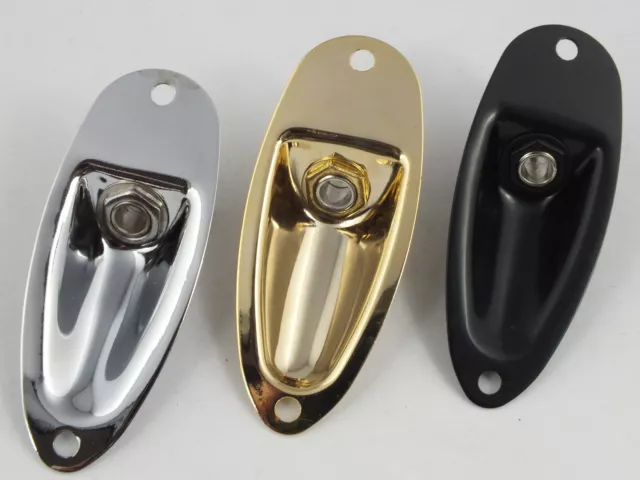 STRATOCASTER JACK PLATE & SOCKET for STRAT Style Guitars - Chrome, Black or Gold