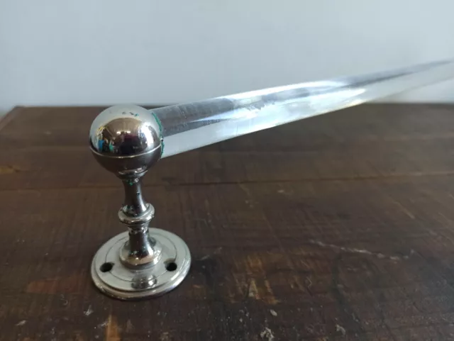 Antique Glass Towel Bar & Holder Nickel Plated Brass Ends 3