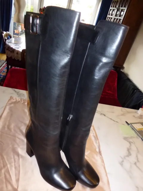 Fantastic Prada Milano Knee Length Black Calf Skin Boots. Uk 8 Eu 41.
