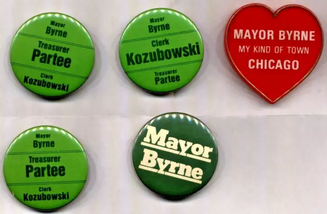Lot of 5 Jane Byrne Political Pinbacks CHICAGO ILLINOIS MAYOR DEMOCRAT