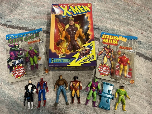 Toy Biz Sabretooth X-men And Marvel Action Figure Lot Spider-Man Punisher