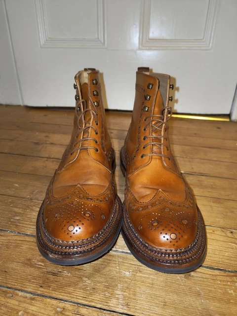 GRENSON FRED BROGUE Triple Welt Boots Tan UK Size 11 Worn Once 400.00 PicClick UK