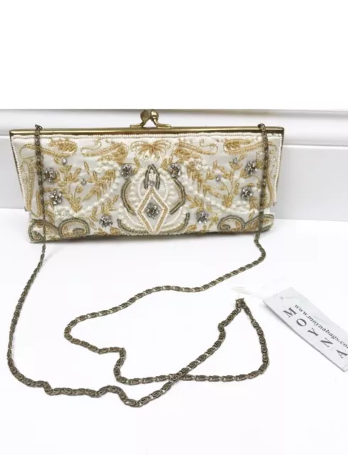 Moyna Beaded Rhinestone Shoulder Bag Crossbody Bag Clutch Wedding Bride Formal