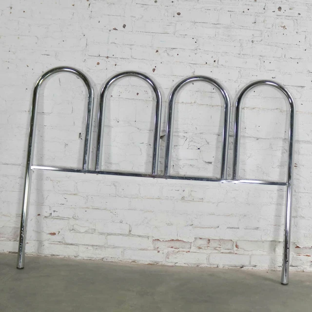Chrome Tube Vintage Mid-Century Modern Four Arch Full-Size Headboard