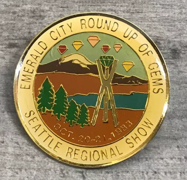 Emerald City Round Up Of Gems 1983 Seattle Regional Show Lapel Hat Souvenir Pin