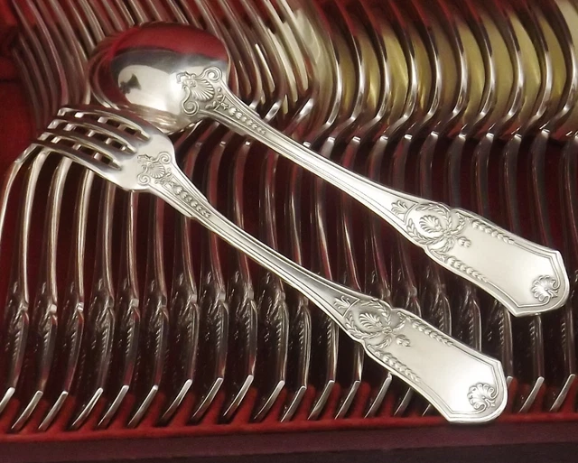 BOULENGER MODELE EMPIRE MENAGERE GRANDS COUVERTS 24 PIECES METAL ARGENTE  Ca1950