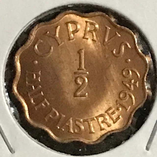 Cyprus 1/2 Piastre KM 29 Gem Red BU 1949 1 yr. Type