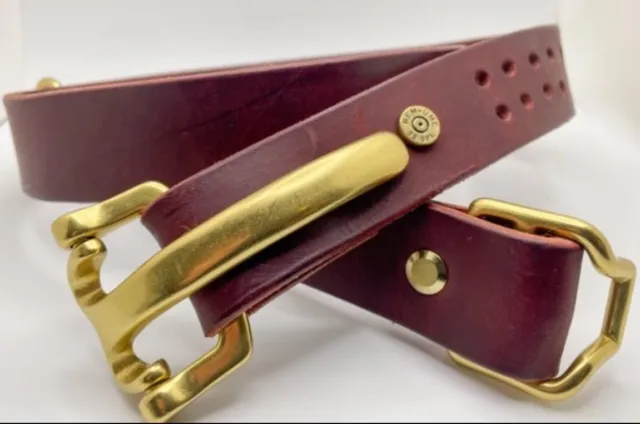 Brass Buckle Super Adjustable Leather Belt Handmade FullGrain Leather Heavy Duty