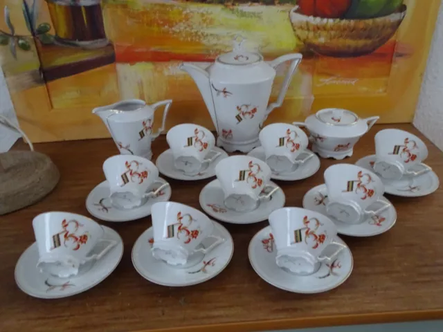 antik Kaffee Service für 9 Personen Kaestner Saxonia Oberhohndorf Art Deko 1929