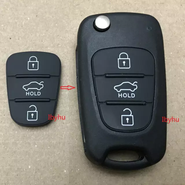 NEW 3 Button Rubber Silicon Key Fob Pad Replacement Remote Fit For Hyundai Kia