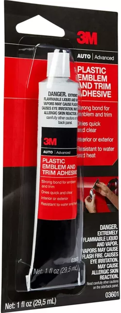 3M Plastic Emblem Trim Adhesive 1 fl oz. Fast-Acting Formula Easy Applied 2 Pack 3