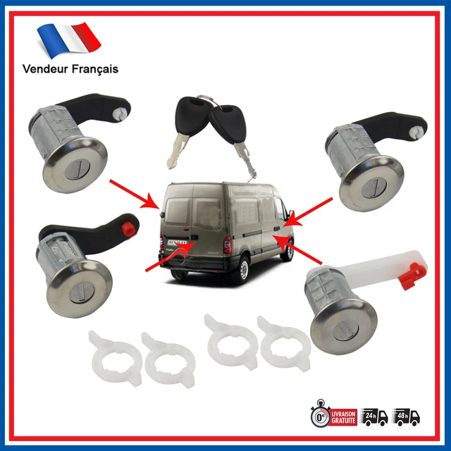 Kit Serrures STARKIT Pour Master 2, Mascott, Movano A - 2 Barillets + Clés - Réf. 7701470944/952