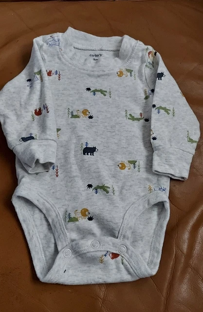 carters baby boy Long-sleeved one Piece 3 M  grey W/animals