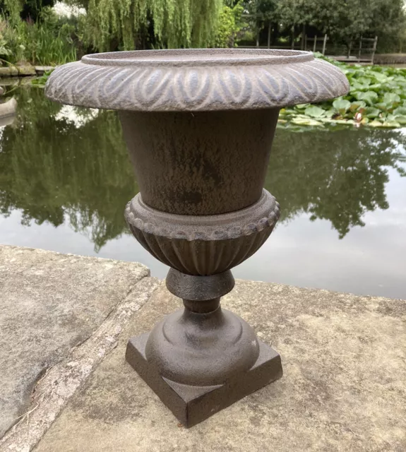 Single Small Victorian Style Metal Cast Iron Urn Vase Garden Planter Pot