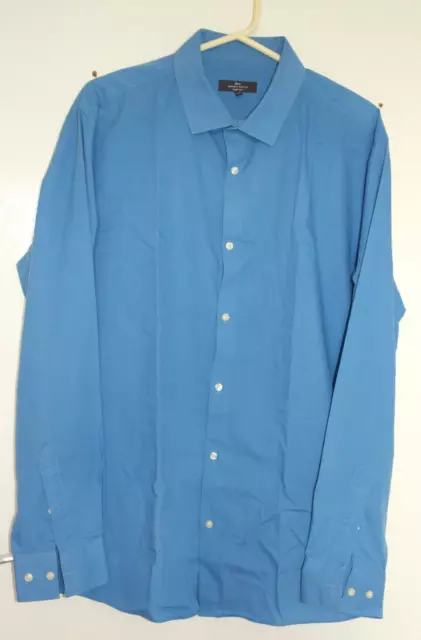 Tailor & Cutter Mens Blue Slim Fit Long Sleeve Button Up Shirt Size 17.5 (Ms228)