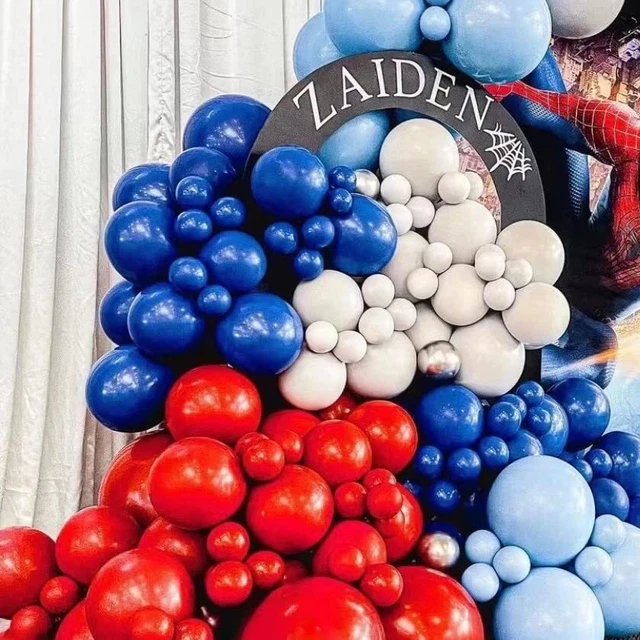 Red White Blue Balloon Garland Kit 184pcs for Spiderman Superhero Themed Kids