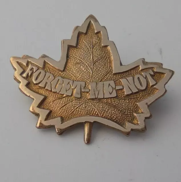 WW2 Canadian Forget Me Not Gold Fronted Sweetheart Badge Marked Gold Front Rear