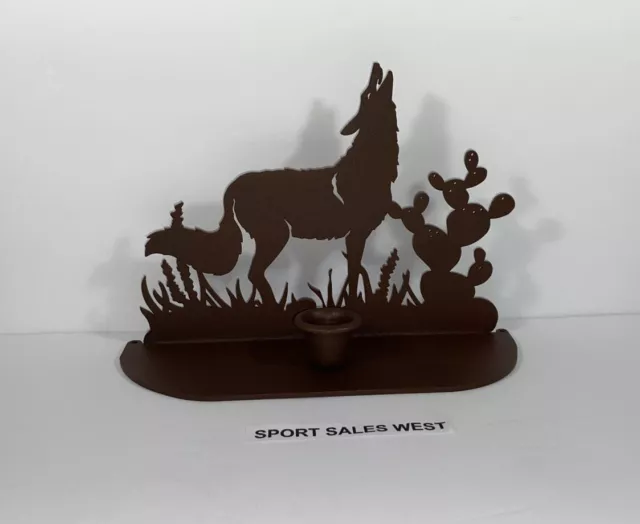 8" Lazart Laser Cut STEEL Art Coyote With Taper Candle Holder, Powder Coated!