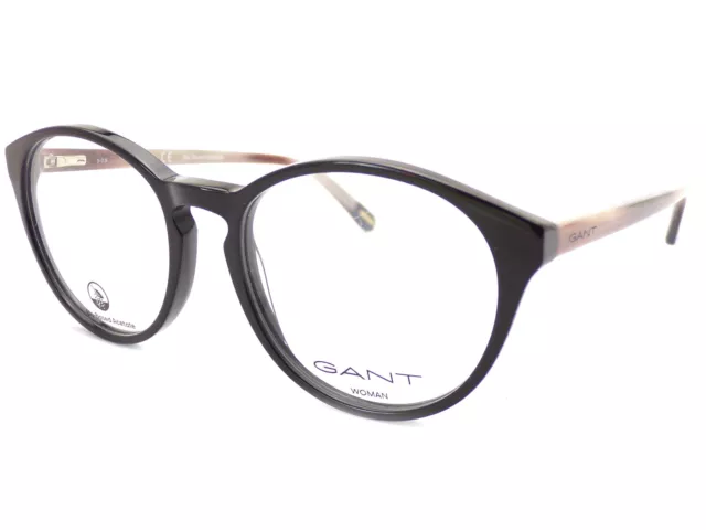 Gant Round Glasses Frame Black/ Brown Horn Women's 50mm Spectacles GA4093 001