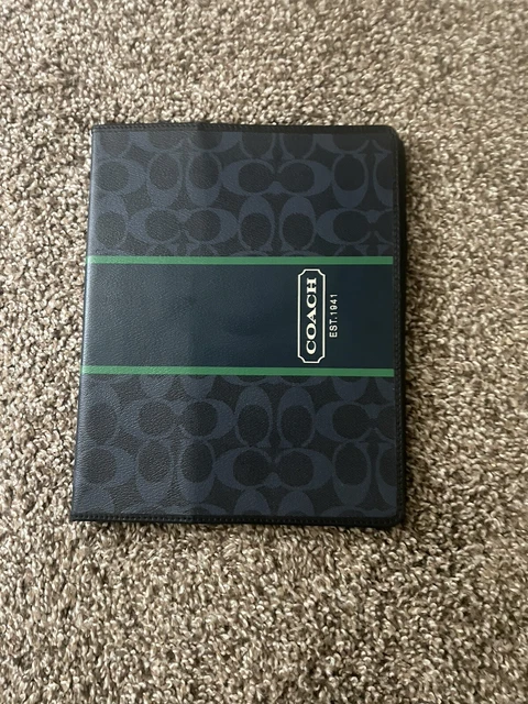 COACH Heritage Tablet Case for iPad 1 and 2 8x10" Blue Green Bifold Signature
