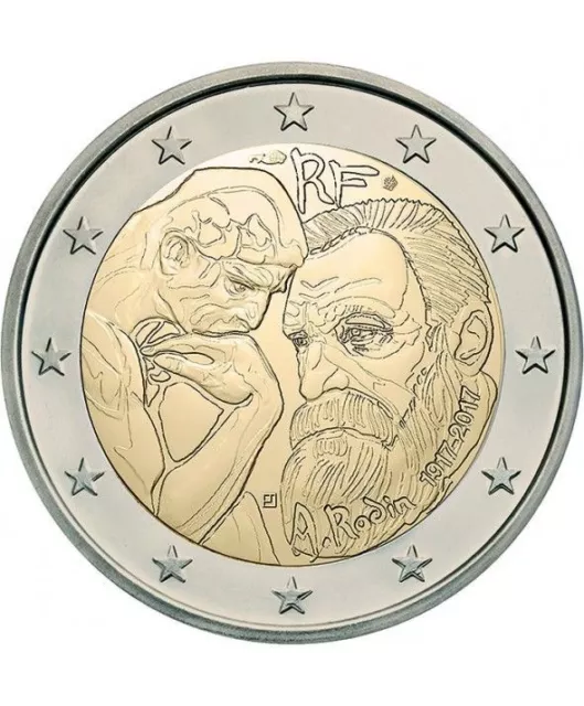 2 EURO FRANCE 2017-Auguste RODIN- NEUVE.