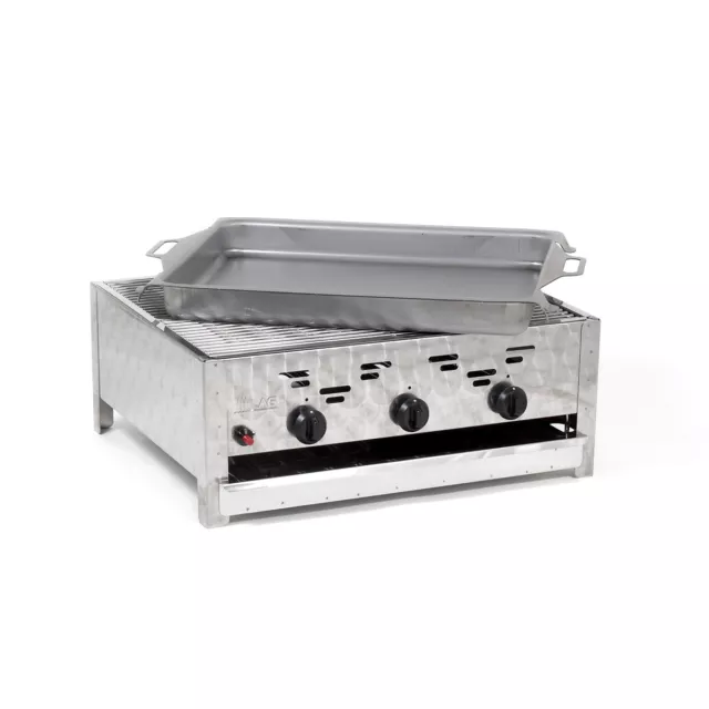 Edelstahl-Brenner Gasgrill Gasbräter Tischmodell 3-flammig 11kW Gastro Neu K3