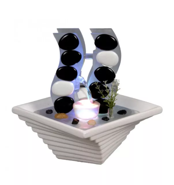 Twin Waves Small indoor / Outdoor table top Water fountain water feature