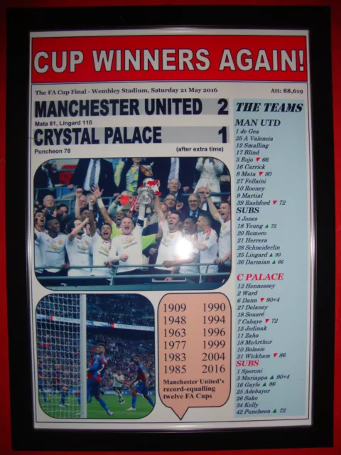 Manchester United 2 Crystal Palace 1 - 2016 FA Cup final - framed print