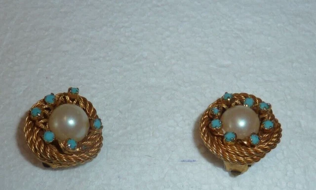 Boucles D'oreilles Vintage Cœurs Matelassés à Clips - Métal Doré, Occasion, Bijou Rétro Chic