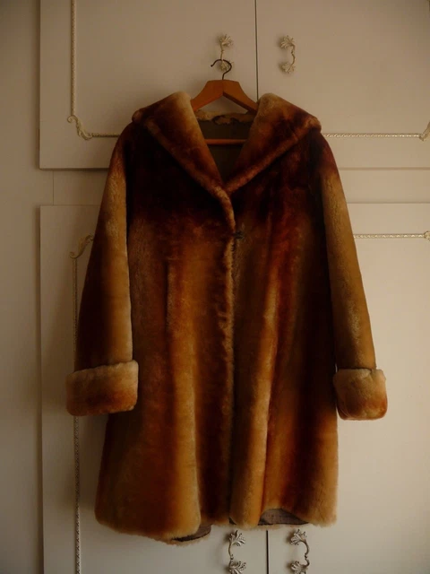 VINTAGE FUR COAT Royal Castor Beaver Lamb Size 12 14 16