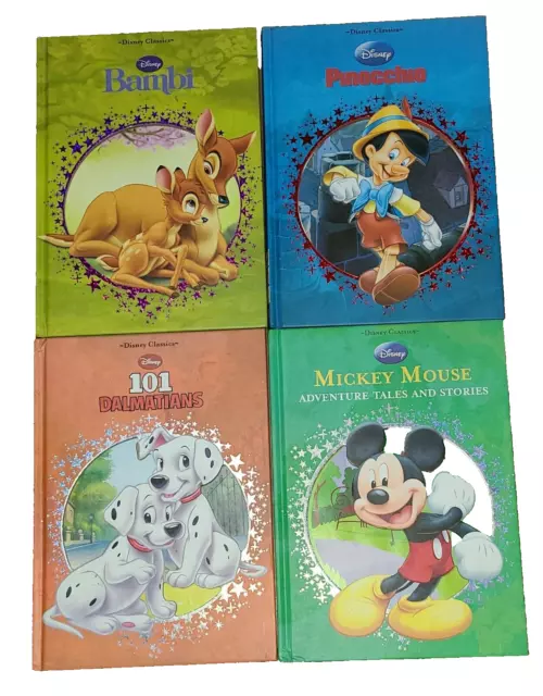 Walt Disney Classics Series Lot of 4 Hardcover 8 x 11 Mickey Bambi 101 Pinocchio