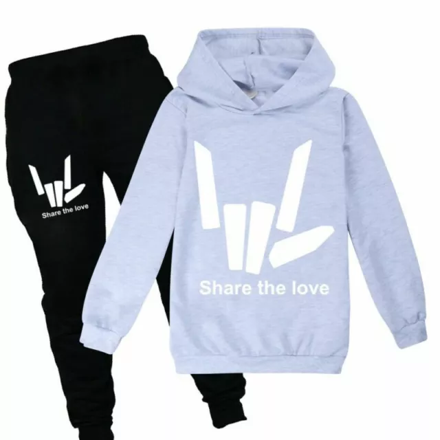 Kids Share the love Hoodie Jumper Tops Pants Outfits Sets Boys Tracksuit Youtube 4