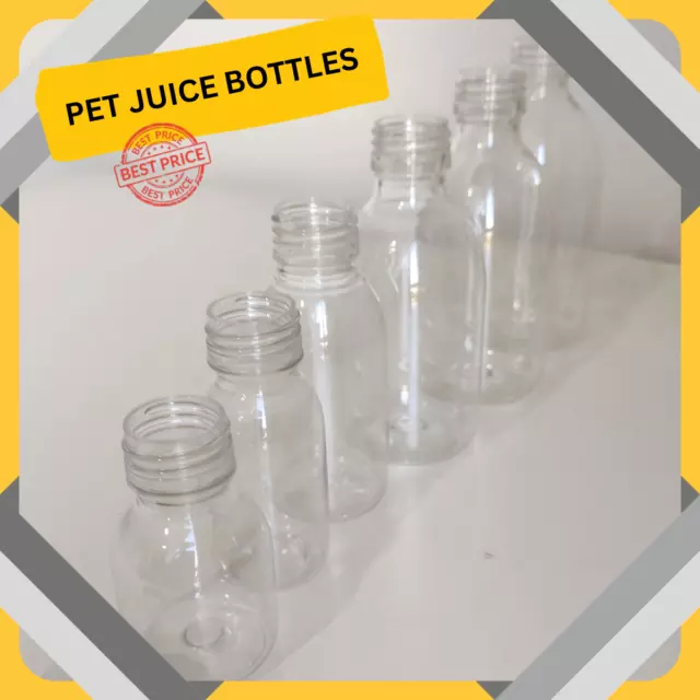 60ml 100ml 200ml 250ml 300ml 500ml PET Empty Juice Bottles Smoothie Clear Caps 3