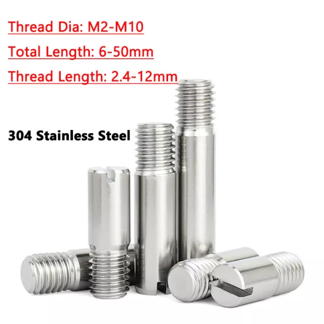 Slotted Dowel Pins External Thread Locating Pin M2 M3 M4-M10 A2 Stainless Steel