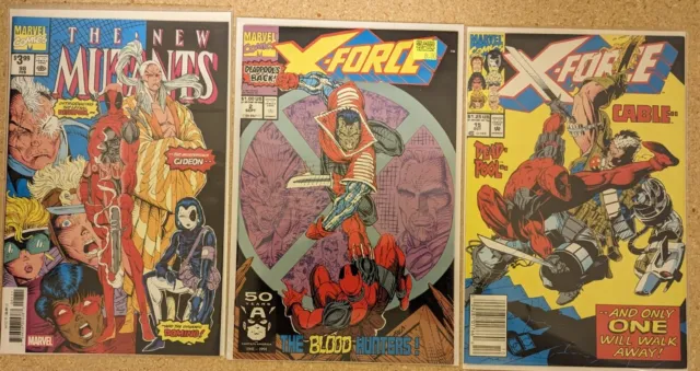 Deadpool early appearances. Lot of 3 comics; New Mutant 98X-Force #2, 15; VF/NM