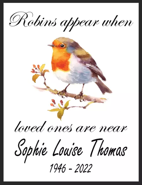 Personalised Robins Appear Metal Sign Memorial Gift Home Wall Plaque Family