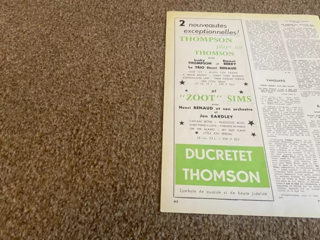Jbf71 Advert 11X4 Thompson Plays For Thomson. Ducretet Thomson