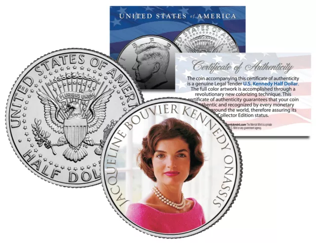 Jackie O JFK Kennedy Half Dollar Coin wearing her Legendary Pearl Necklace photo