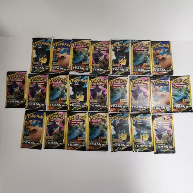 Pokemon Sun and Moon Team Up 3 Card Mini Booster Packs HUGE Lot Of 23 Packs!
