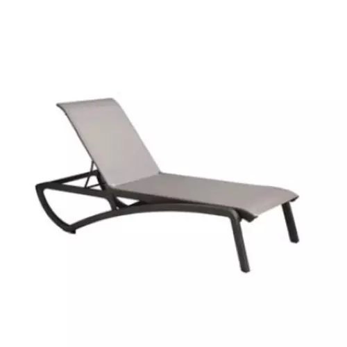 Grosfillex UT047288 Sunset Gray Fabric Outdoor Stacking Chaise Lounge - 2 Each