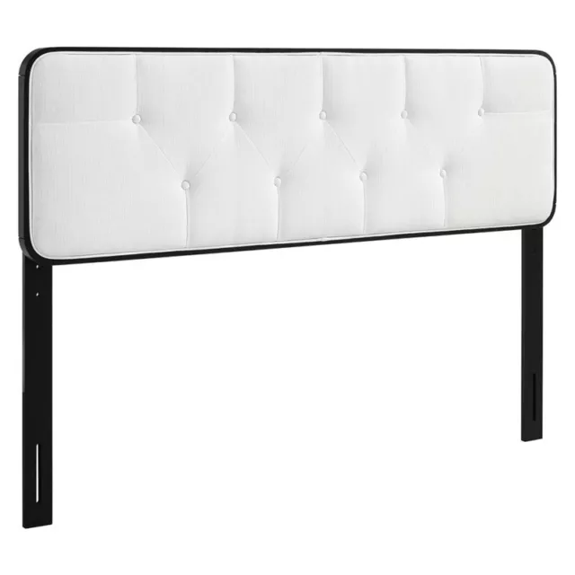 Modway Collins Fabric Button Tufted Full Headboard in Black and White