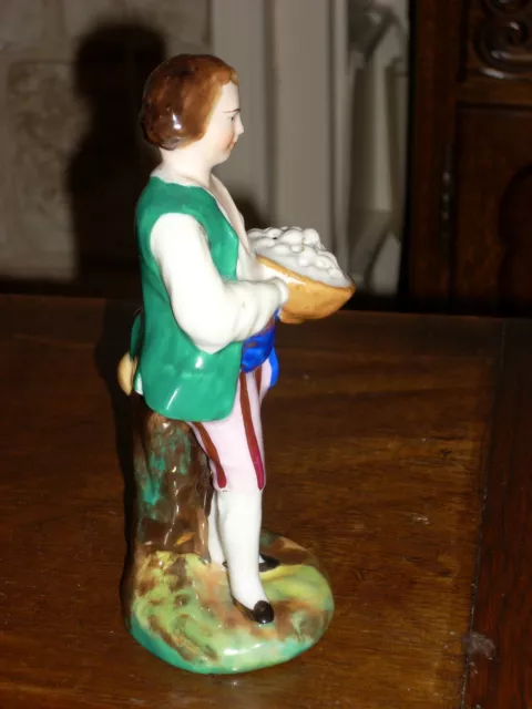 Statuette Figurine Porcelaine Jeune Homme Au Panier Signe !! Saxe Paris !!! 2