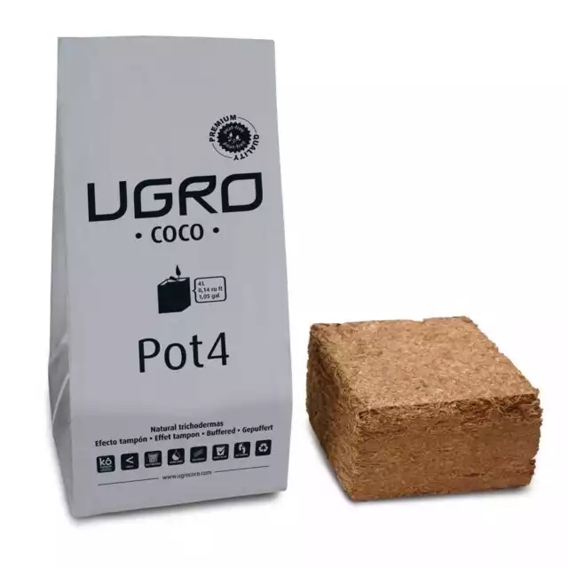 UGRO Pot4 Substrato / Blocco di Fibra di Cocco desidratada (500g-4L)