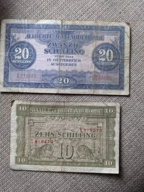 Austria 10 & 20 Shillings Banknotes. 1944.