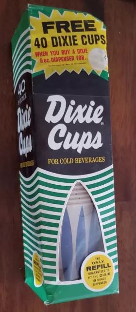 Vintage 50's Waxed DIXIE Cups 9 oz. Brand New old Stock 3 colors 40 Cups