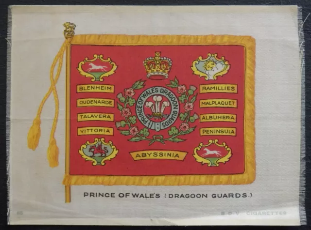 PRINCE OF WALES DRAGOON GUARDS Original WWI SILK issued in 1915 120mm x 165mm