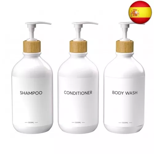 Juego de 3 Botellas de dispensador de jabón de baño para la Ducha. Botellas d