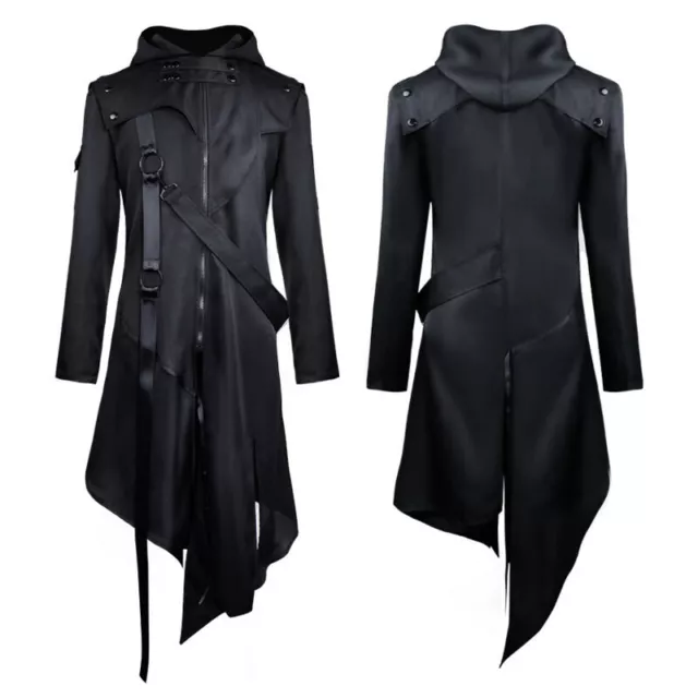 Medieval Gothic Mens Trench Coat Jacket Vintage Tuxedo Halloween Cosplay Costume