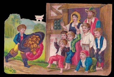 CHROMO 1945-1950 ECOLE BON-POINT COSTUMES RESTAURATION PETITE FILLE ET MERE 